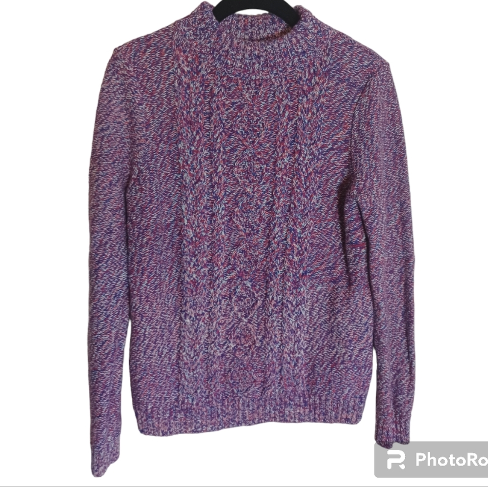 Lands End Multicolor Cable Knit Sweater Size S